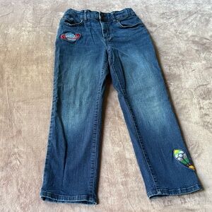 Gymboree Blue Denim Jeans with Embroidered Space Themed Colorful Patches